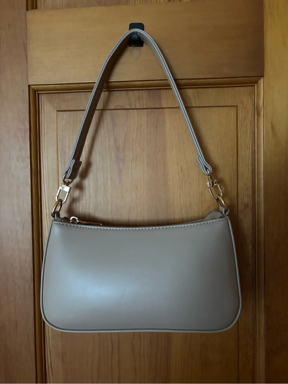 Amazon Taupe Shoulder Bag with Gold Hardware